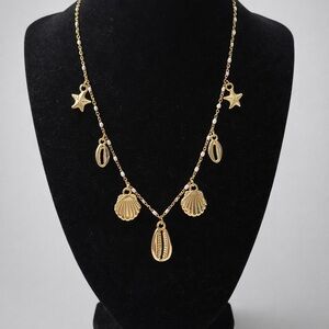 Hand Made, 18k Gold Plated Shell Charm Necklace.